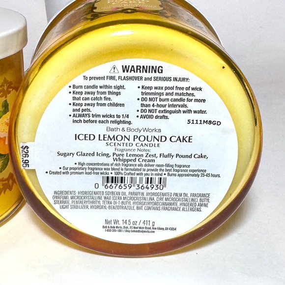 ICED LEMON POUND CAKE 3 Wick Candle - Picture 3 of 3